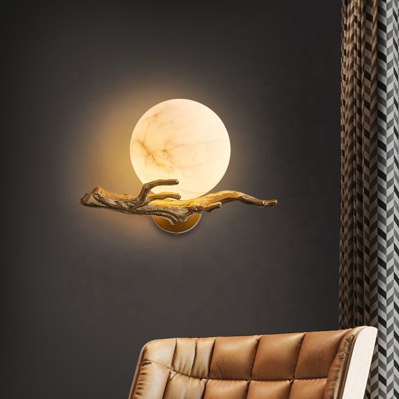 Wandlamp Marmer Koper LED 30 cm Scandinavisch Design Sfeerlamp Woonkamer Interieur Moderne Wandverlichting | Sulvida
