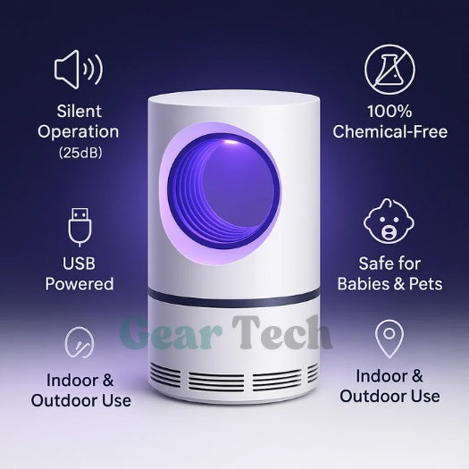 Piège électrique à insectes avec lumière UV pour intérieur et extérieur, contre les moustiques, les mouches et les mites, sans produits toxiques et silencieux | Sulvida