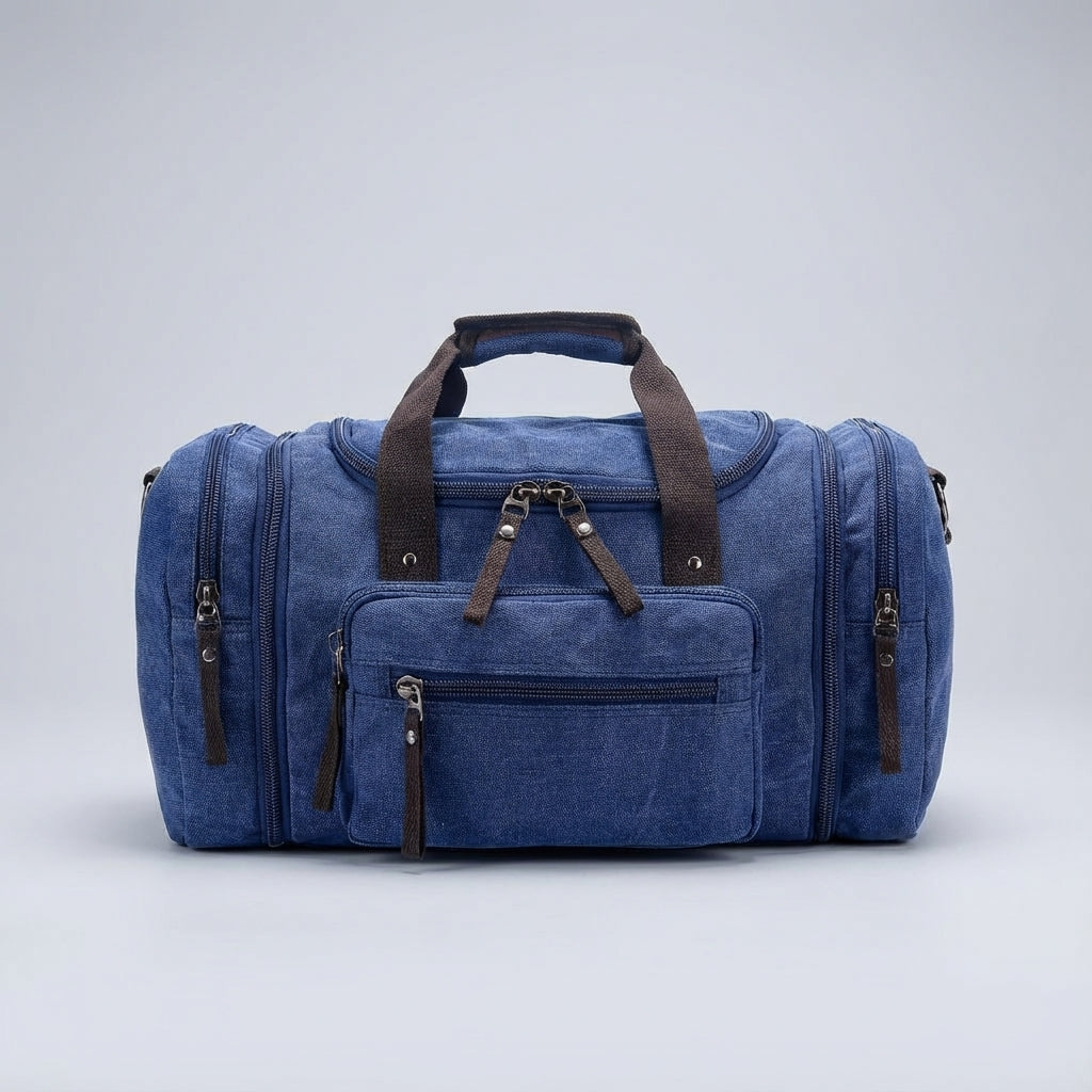 Uitbreidbare Canvas Weekendtas 40-50 Liter Grijs Katoen Reisbagage Duurzaam Reis Schoudertas Handbagage | Sulvida