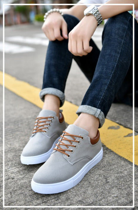 Canvas Herensneakers met Witte Zool – Stoere Sneaker voor Dames en Heren – Sportieve Platte Schoenen Maat 39-47 | Sulvida