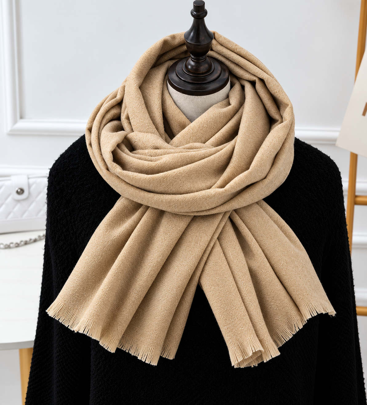 Fijngebreide Sjaal Unisex Effen Kleur Zacht Draperen Herfst Winter Langwerpig Warm Modieus Accessoire | Sulvida