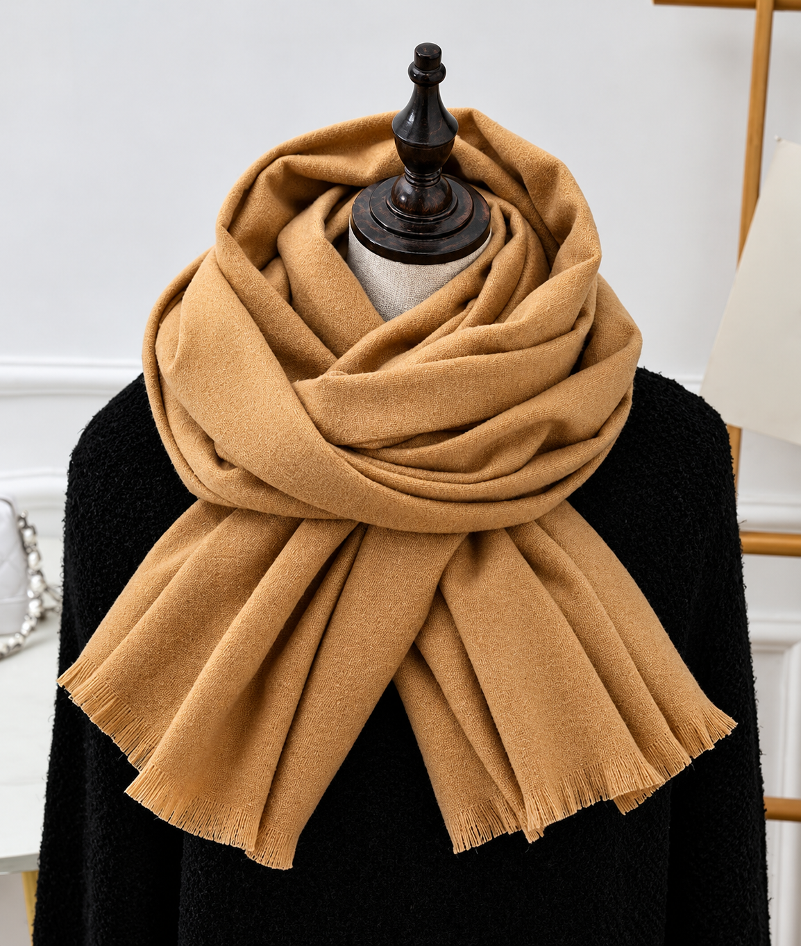Fijngebreide Sjaal Unisex Effen Kleur Zacht Draperen Herfst Winter Langwerpig Warm Modieus Accessoire | Sulvida