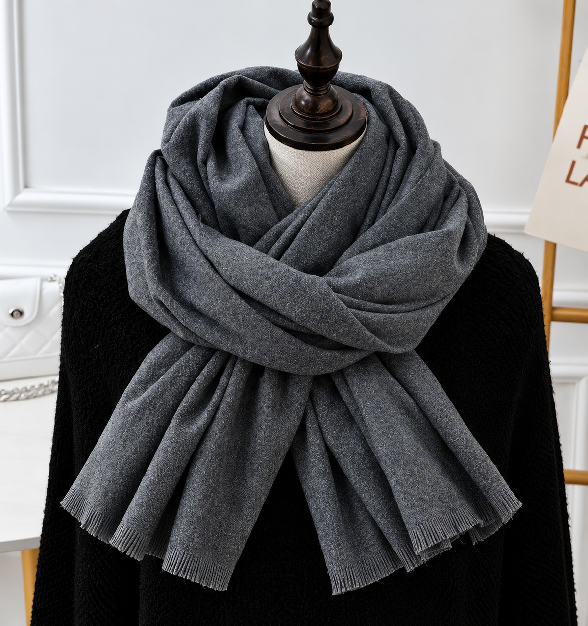 Fijngebreide Sjaal Unisex Effen Kleur Zacht Draperen Herfst Winter Langwerpig Warm Modieus Accessoire | Sulvida