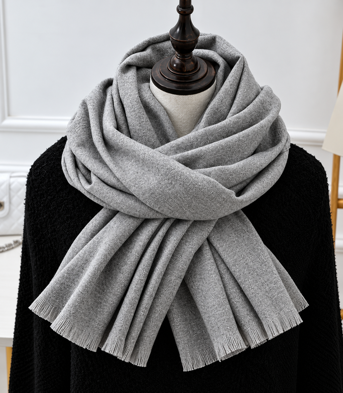 Fijngebreide Sjaal Unisex Effen Kleur Zacht Draperen Herfst Winter Langwerpig Warm Modieus Accessoire | Sulvida
