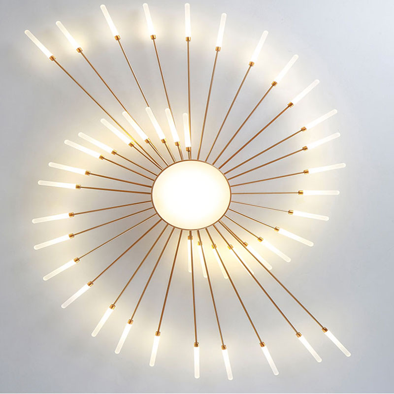 LED Plafondlamp Vuurwerk Metaal Acryl Zwart Goud Dimbaar Modern Design Woonkamer Slaapkamer Eetkamer Decoratief | Sulvida