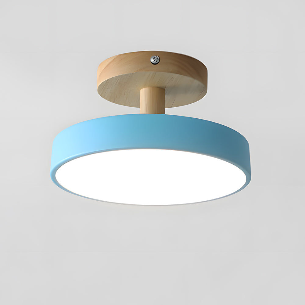 Plafondlamp met houten detail in pastelkleuren voor sfeerverlichting woonkamer slaapkamer gang LED 12W | Sulvida