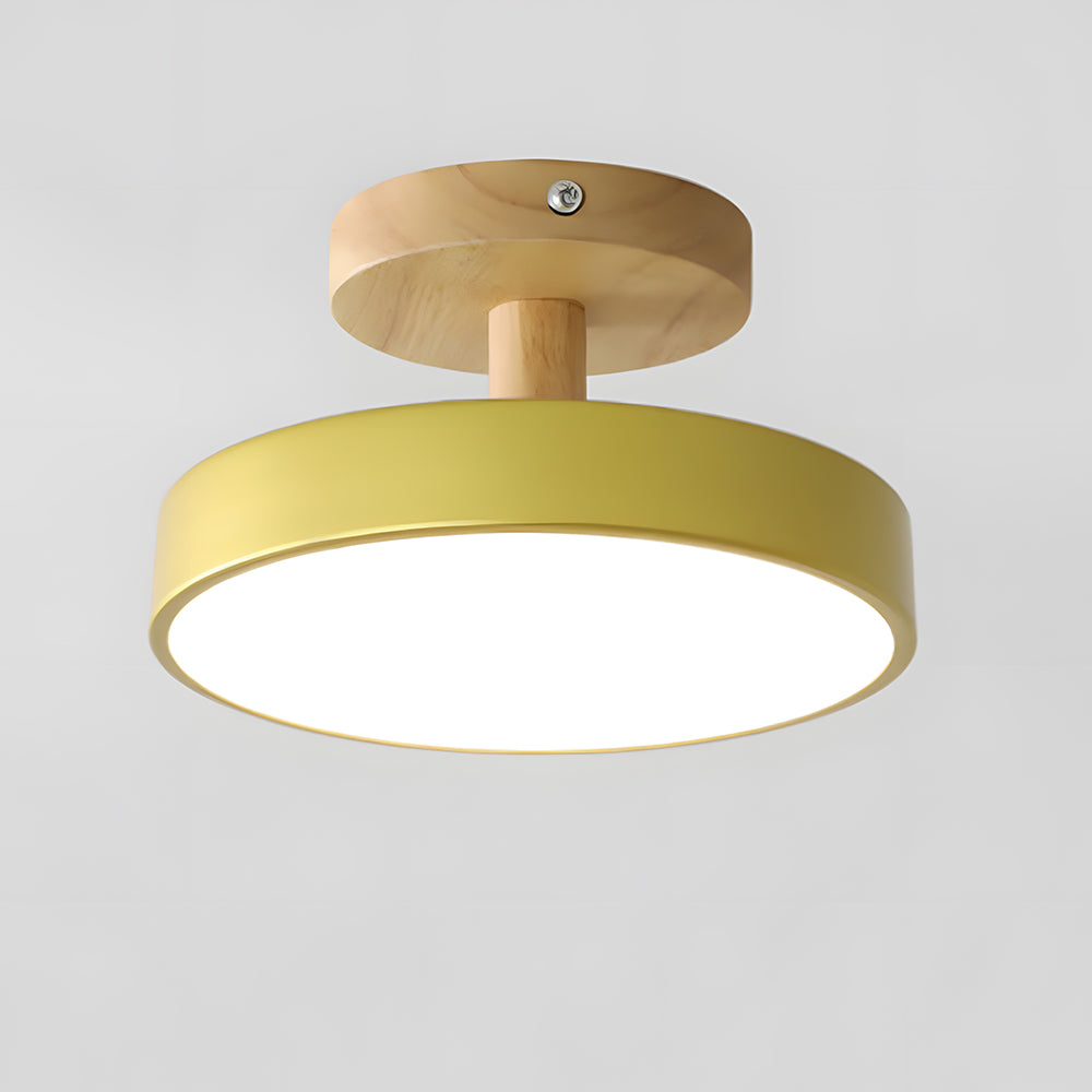 Plafondlamp met houten detail in pastelkleuren voor sfeerverlichting woonkamer slaapkamer gang LED 12W | Sulvida