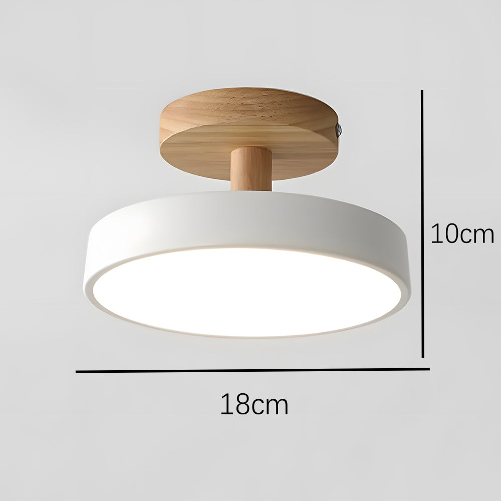 Plafondlamp met houten detail in pastelkleuren voor sfeerverlichting woonkamer slaapkamer gang LED 12W | Sulvida