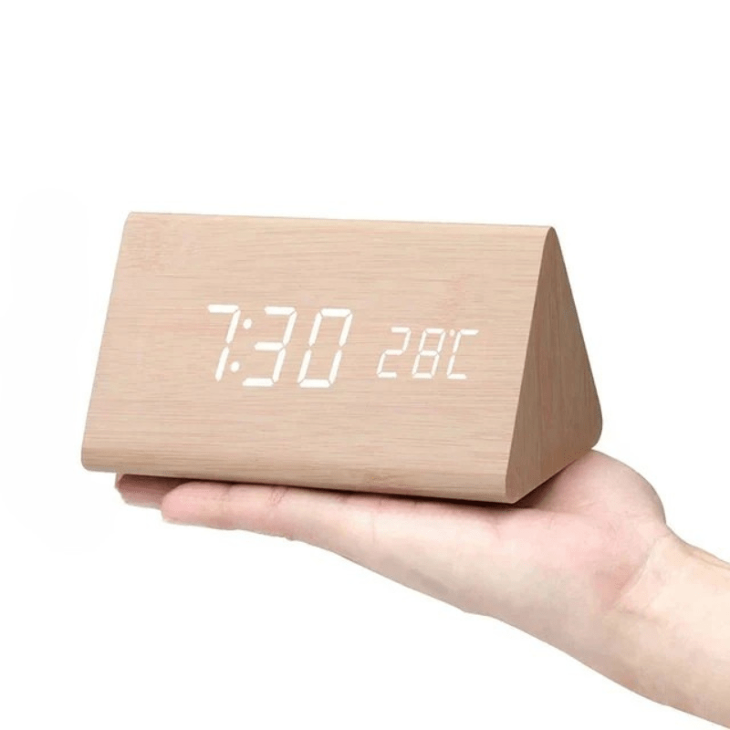 Moderne Houten Wekker met LED-Display Spraakactivering Thermometer Tijdsweergave Bureau Nachtkastje Alarm | Sulvida
