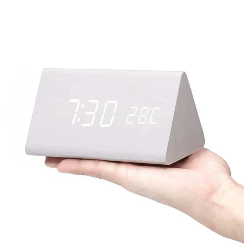 Moderne Houten Wekker met LED-Display Spraakactivering Thermometer Tijdsweergave Bureau Nachtkastje Alarm | Sulvida