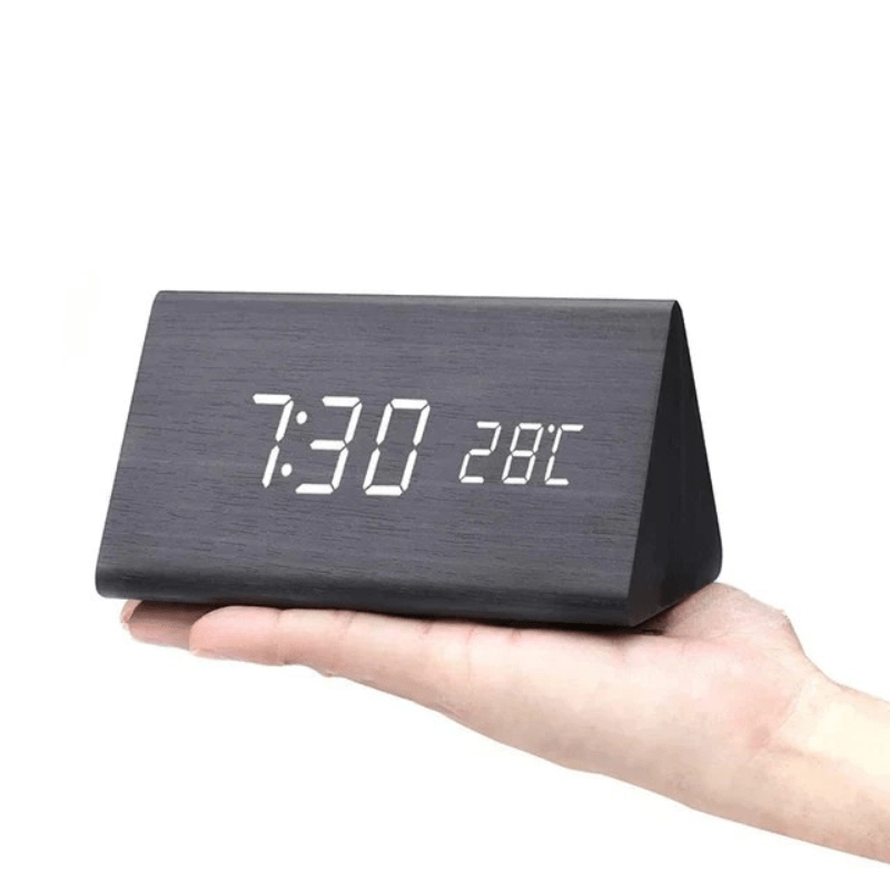 Moderne Houten Wekker met LED-Display Spraakactivering Thermometer Tijdsweergave Bureau Nachtkastje Alarm | Sulvida