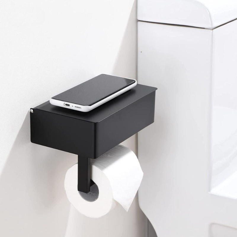 Toiletrolhouder wandmontage edelstaal met opbergvak voor telefoon tissues waterdicht wc-accessoire badkamer | Sulvida