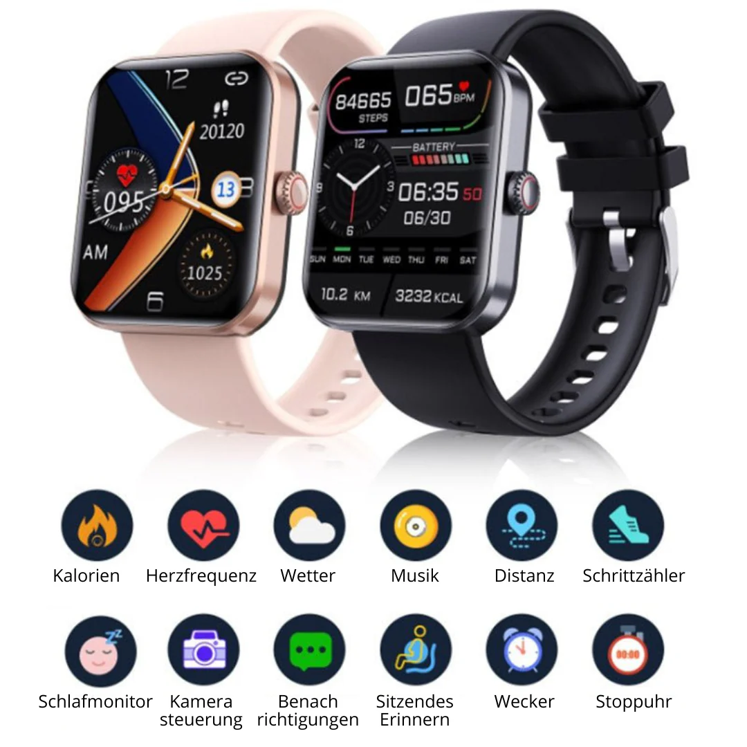 Smartwatch met Bloedsuikermeting Draadloos Hartslagmeter Bloeddruk Zuurstof Gezondheidsmonitor Polshorloge | Sulvida
