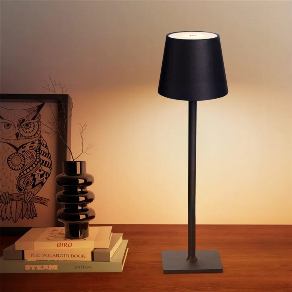 Draadloze Oplaadbare Tafellamp Dimbaar Touch 38cm Metaal LED Sfeerlamp Cordless Binnen Buiten Terras | Sulvida
