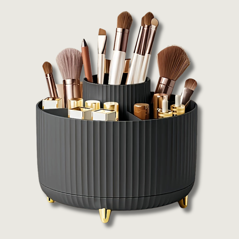 Um 360° drehbarer Make-up-Organizer mit 5 Fächern, Kosmetikhalter für Schminktisch und Bad, zur Aufbewahrung von Make-up | Sulvida