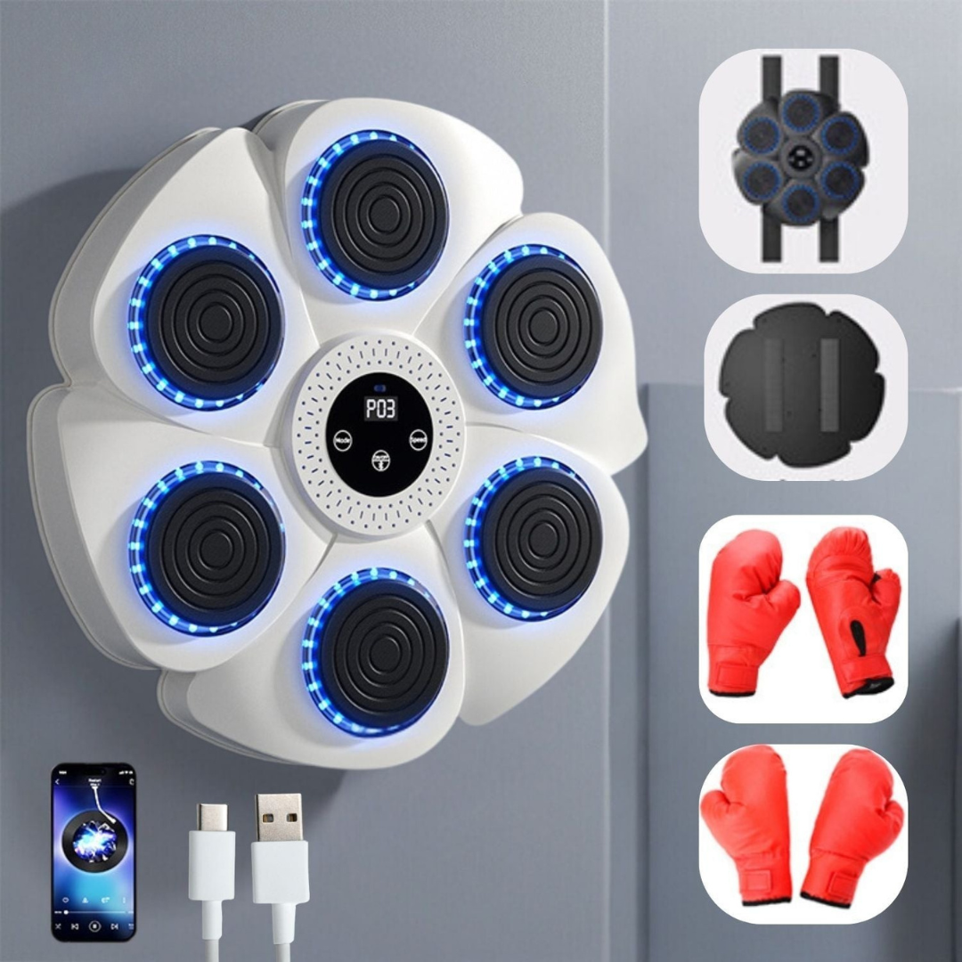 Interactieve Boksreflextrainer 40×40 cm met RGB-verlichting Bluetooth Muziek voor Thuis Gym Fitnesstraining | Sulvida