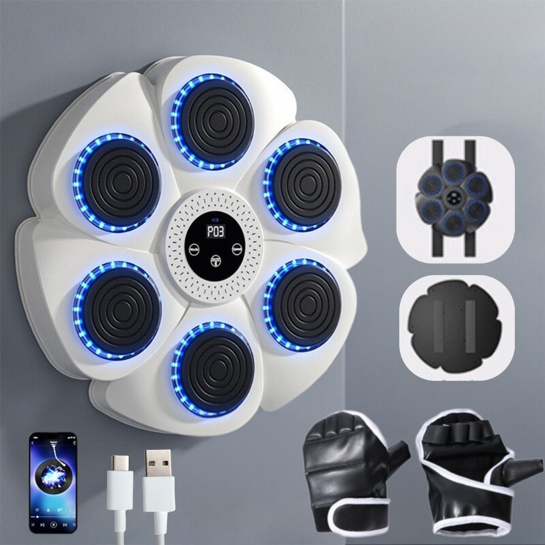 Interactieve Boksreflextrainer 40×40 cm met RGB-verlichting Bluetooth Muziek voor Thuis Gym Fitnesstraining | Sulvida