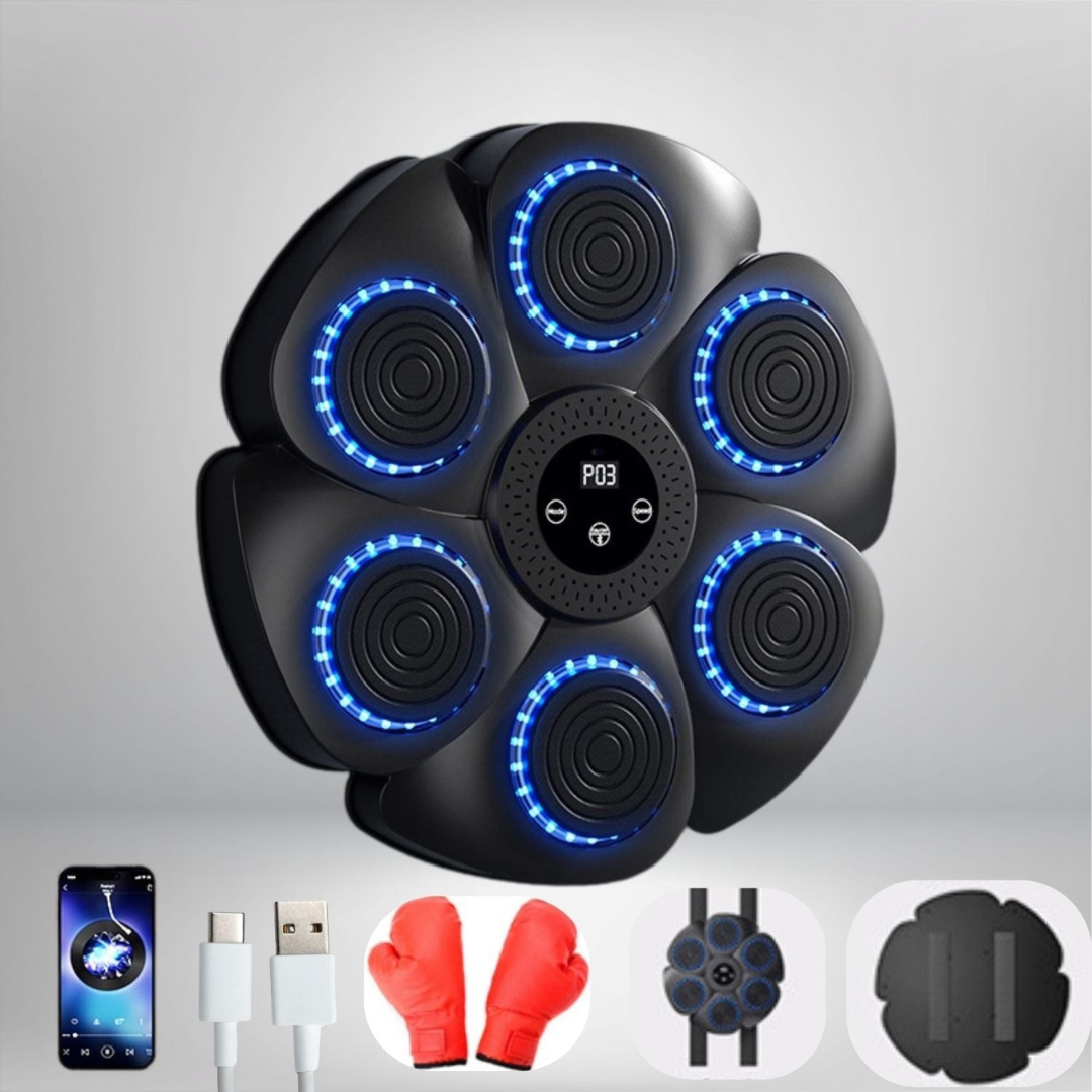 Interactieve Boksreflextrainer 40×40 cm met RGB-verlichting Bluetooth Muziek voor Thuis Gym Fitnesstraining | Sulvida