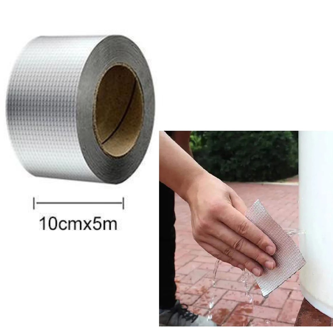 Wasserdichtes Reparaturband, selbstklebendes Dichtungsband, Leckstopp, 5cm 10cm 15cm, Komplettset, Silber, robust | Sulvida