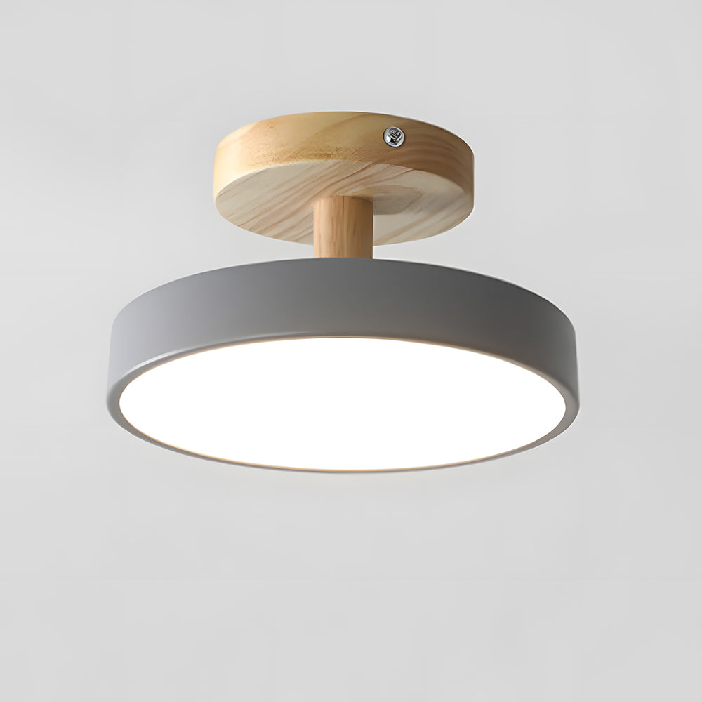 Plafondlamp met houten detail in pastelkleuren voor sfeerverlichting woonkamer slaapkamer gang LED 12W | Sulvida