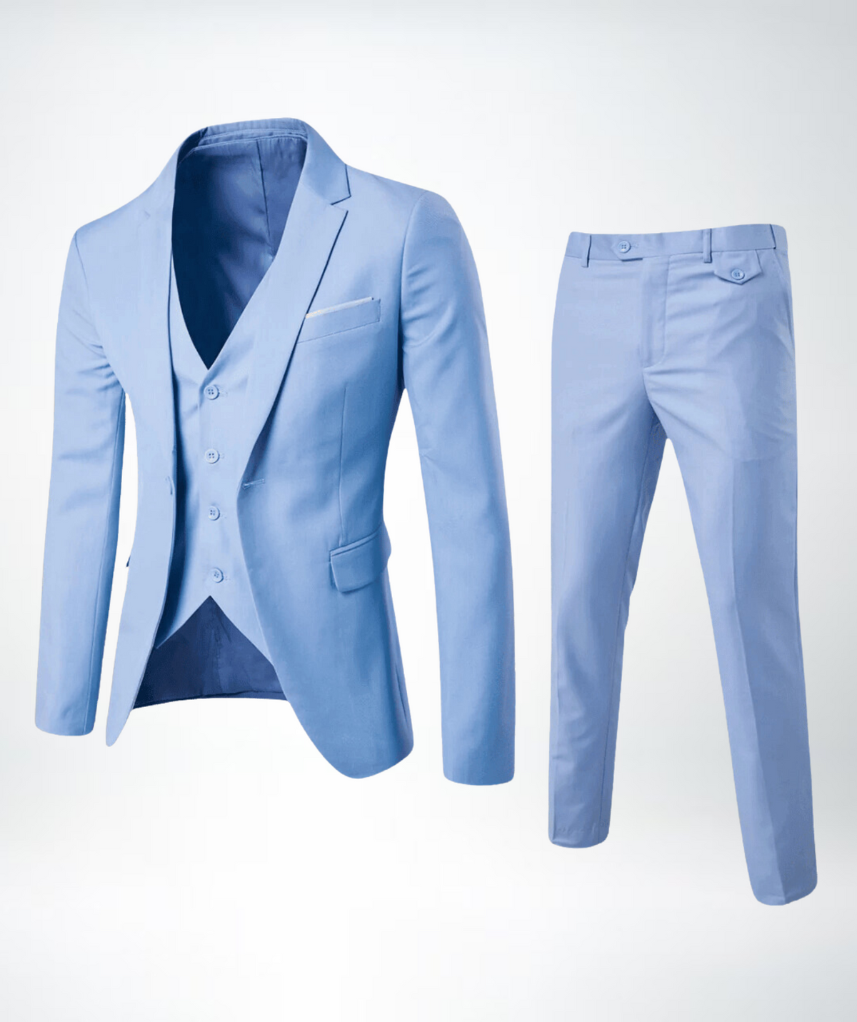 Costume trois-pièces pour homme avec veste, gilet et pantalon, professionnel, formel, élégant, stylé, moderne, confortable et chic | Sulvida