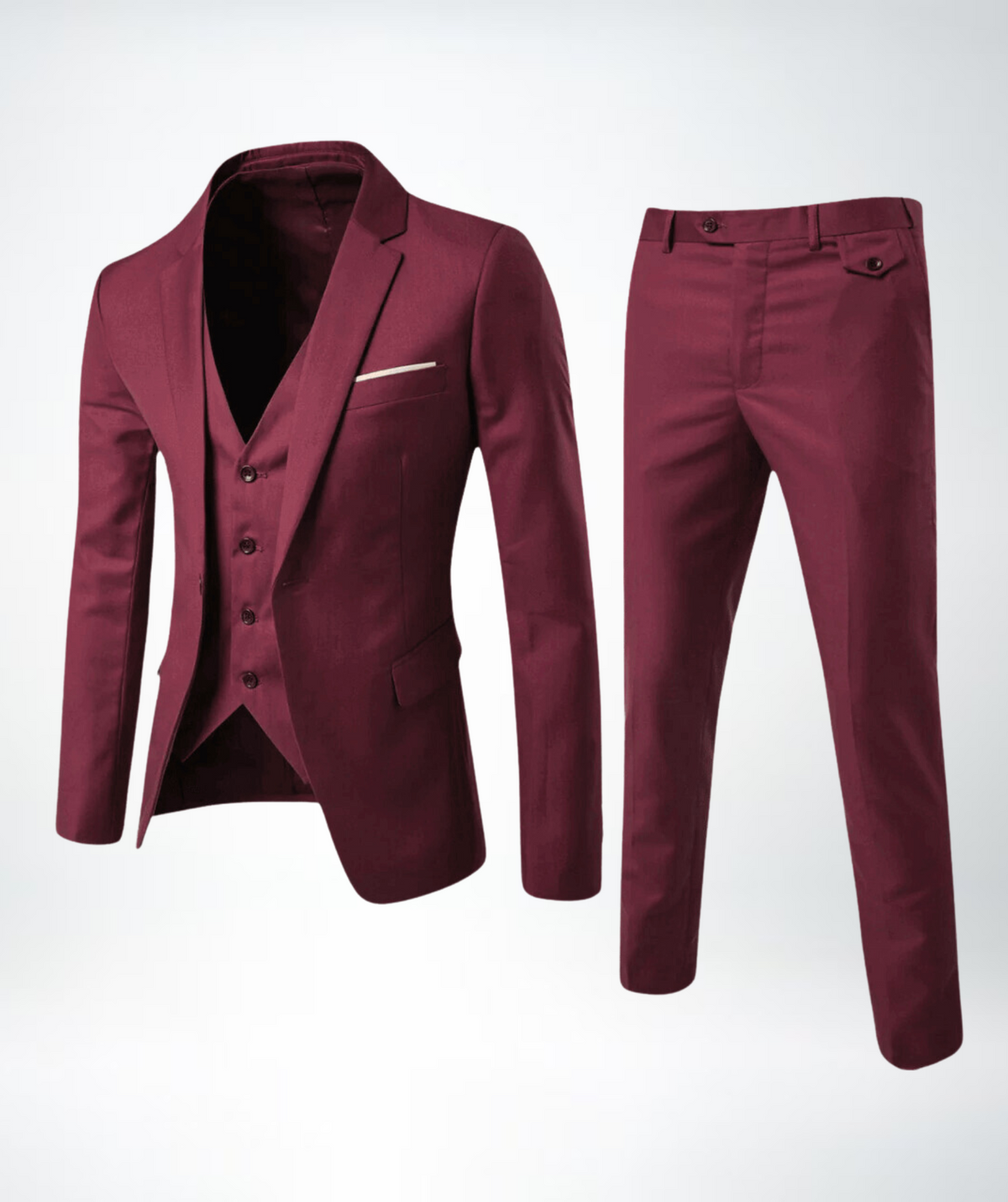Costume trois-pièces pour homme avec veste, gilet et pantalon, professionnel, formel, élégant, stylé, moderne, confortable et chic | Sulvida