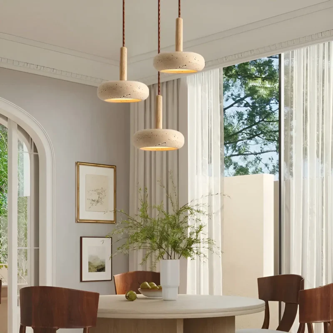 LED Hanglamp Japanse Stijl Houten Steen Kap Verstelbaar 15cm Warm Licht Natuurlijk Design Woonkamer Eetkamer | Sulvida