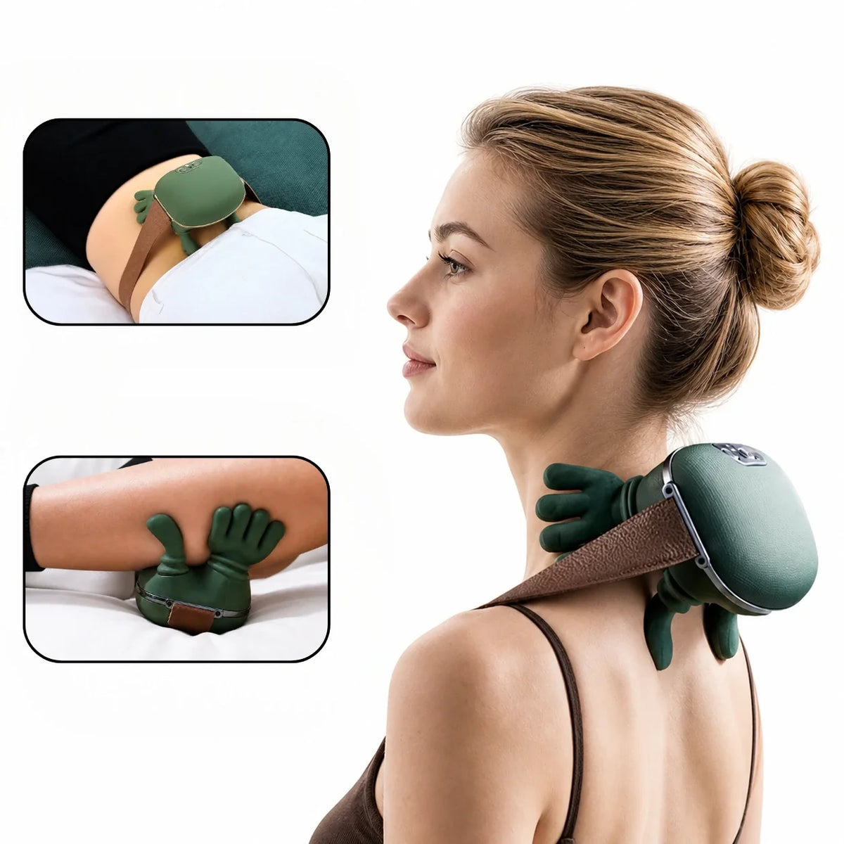 Verwarmde Nek- en Schoudermassager Elektrisch Knedend met Warmtefunctie Draagbaar Handsfree Ontspanning | Sulvida