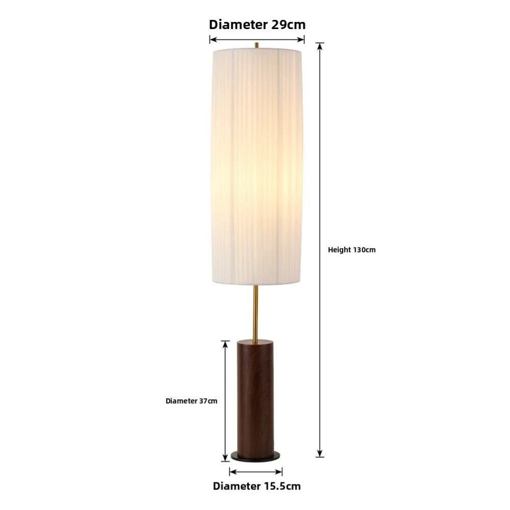 Stoffen Staande Lamp Hout Metaal 130cm E27 LED Dimbaar Sfeerlicht Woonkamer Leeshoek Scandinavisch Design | Sulvida