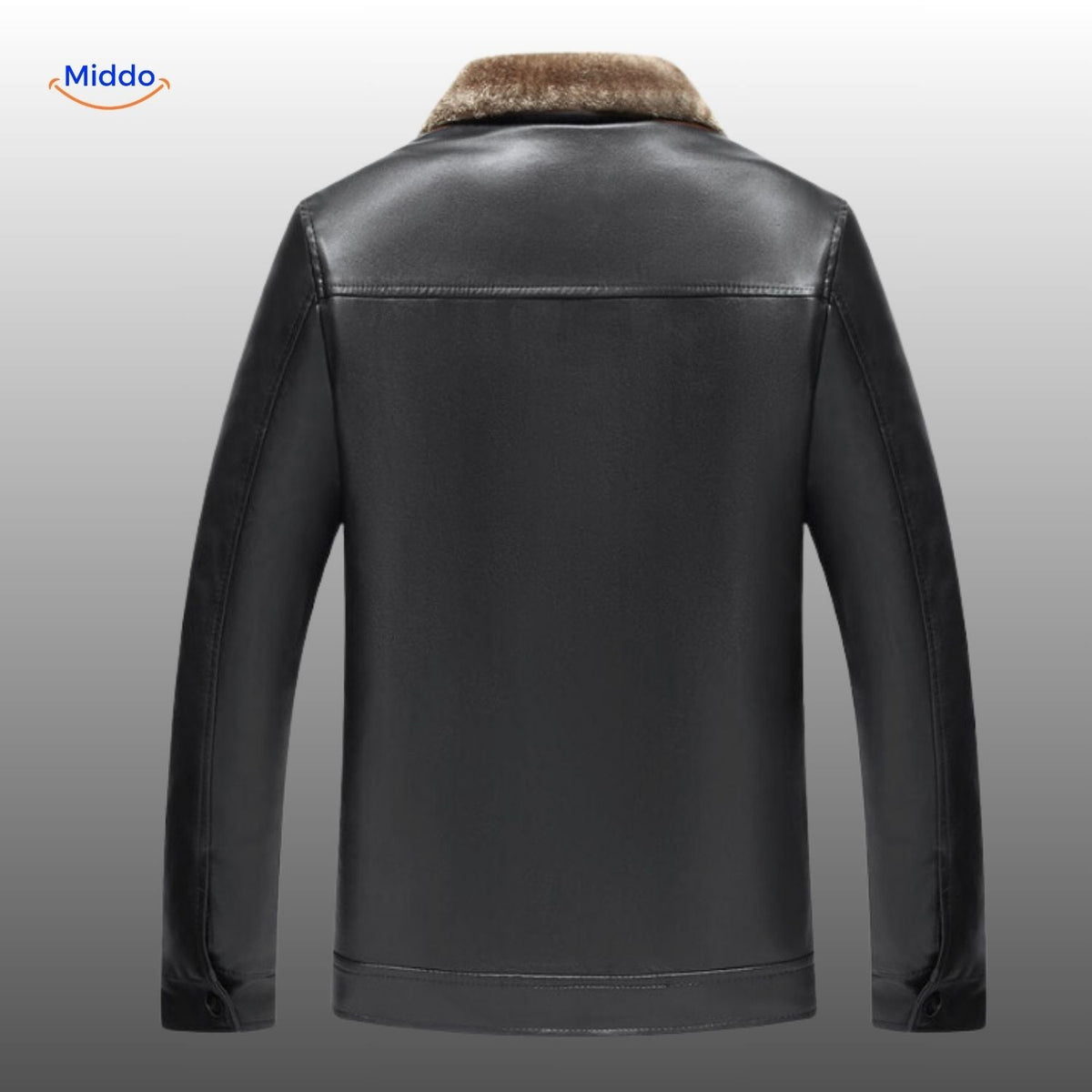 Leren jas met luxe bontvoering zwart bruin winterjas heren dames warme jas mode klassiek design stijlvol | Sulvida