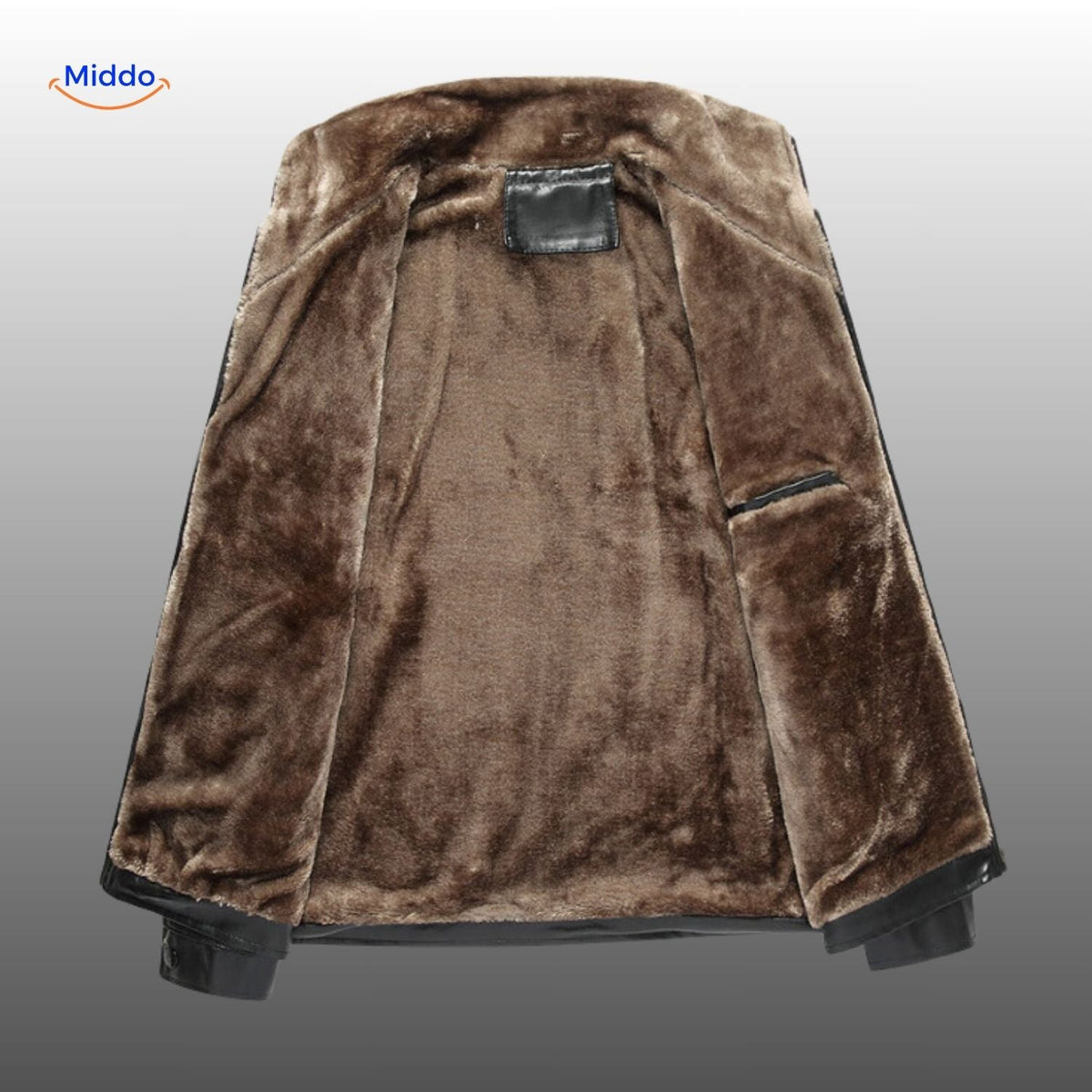 Leren jas met luxe bontvoering zwart bruin winterjas heren dames warme jas mode klassiek design stijlvol | Sulvida