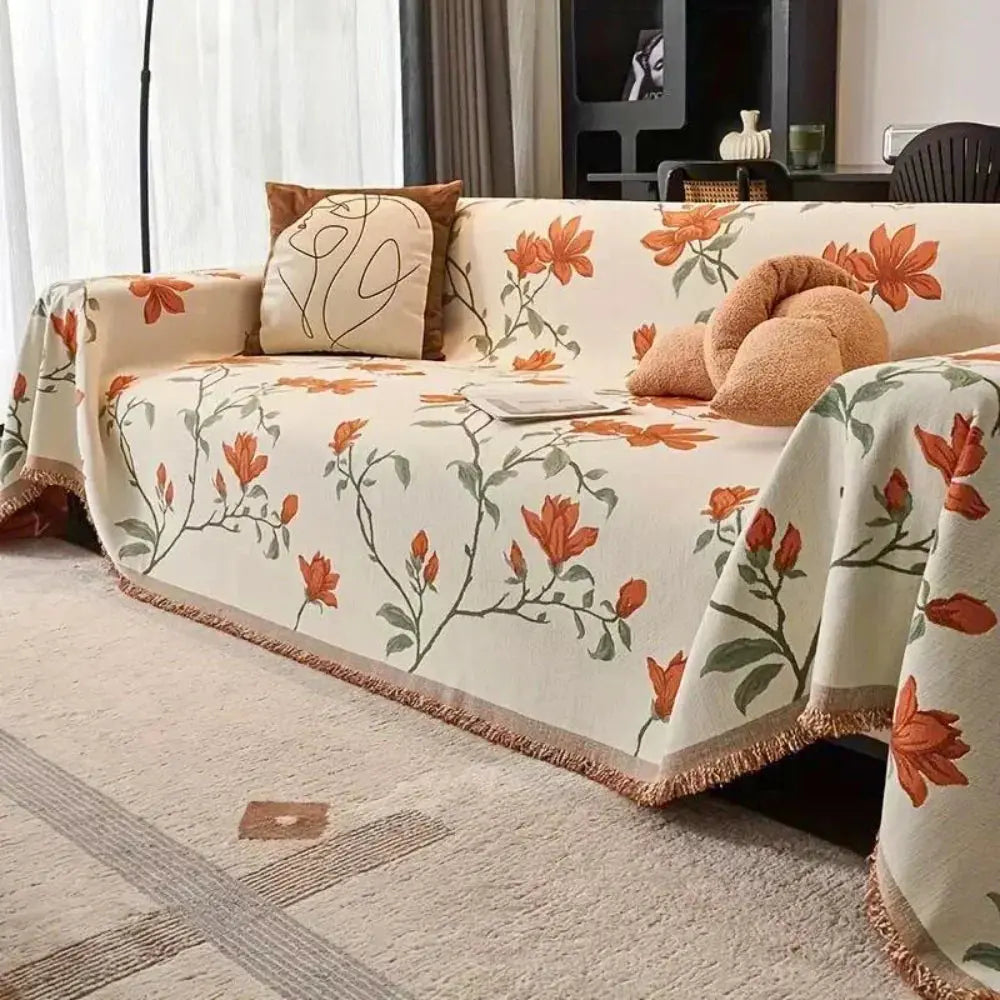 Chenille bankdeken met kwastjes 180×130 cm bohemian plaid voor bank meubelbescherming decoratie en warmte | Sulvida
