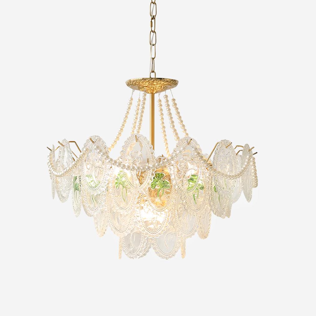 Kroonluchter met glazen parels goud meerlaags design voor woonkamer eetkamer slaapkamer luxe hanglamp E14 | Sulvida