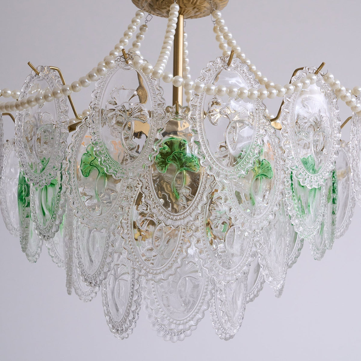 Kroonluchter met glazen parels goud meerlaags design voor woonkamer eetkamer slaapkamer luxe hanglamp E14 | Sulvida