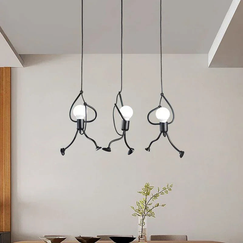 Hanglamp Figuur Metalen Silhouet Zwart Sculptuur Design voor Woonkamer Restaurant Kinderkamer Eetkamer | Sulvida