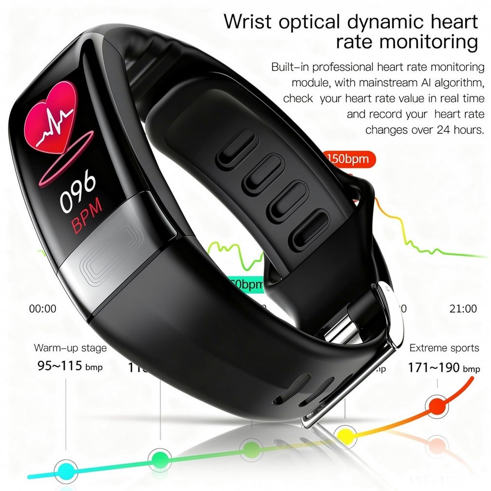 Smartwatch met ECG-monitoring Hartslagmeter Fitness Tracker IP67 Waterdicht Zwart Blauw Rood Sporthorloge | Sulvida