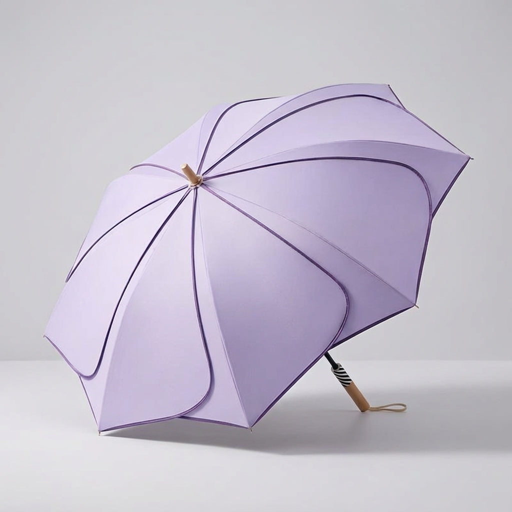 Dames Paraplu met Bloemblad-Design – Waterbestendige UV-Bescherming Wandelparaplu voor Regen en Zon Dagelijks | Sulvida