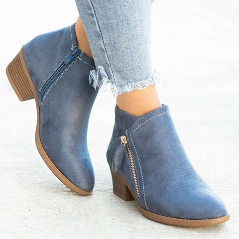 Dames Enkellaarzen met Rits Suède Zwart Beige Blauw Kaki Comfortabel Stijlvol Herfst Winter Dagelijks | Sulvida