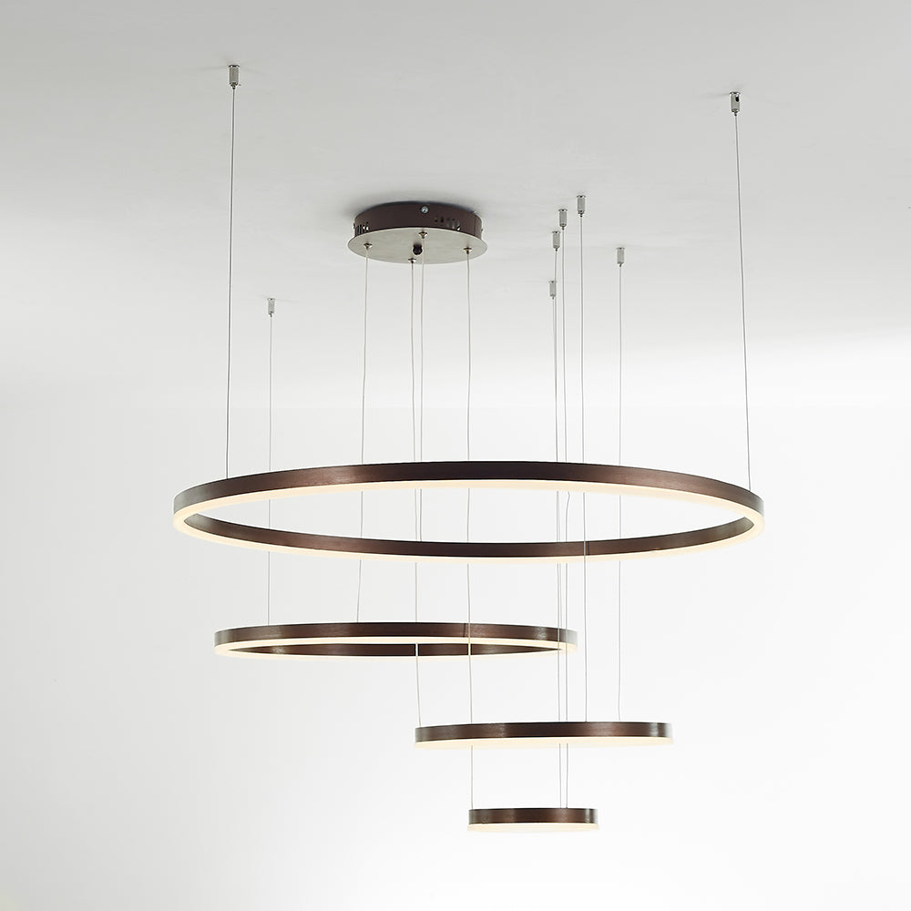 Hanglamp Metalen Ringen Zwart Goud Koffie LED Modern Dimbaar Eettafel Woonkamer Slaapkamer Verstelbaar | Sulvida