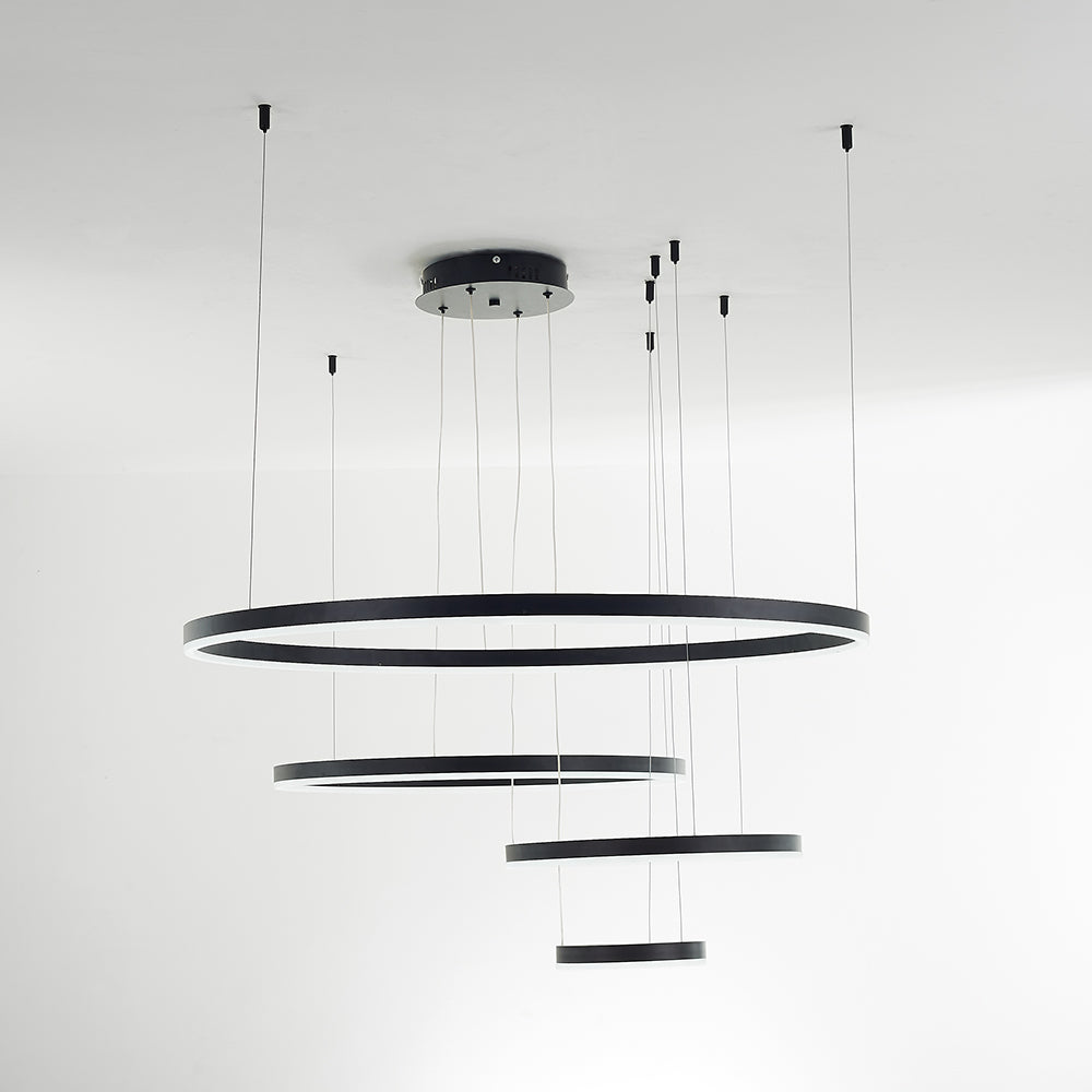 Hanglamp Metalen Ringen Zwart Goud Koffie LED Modern Dimbaar Eettafel Woonkamer Slaapkamer Verstelbaar | Sulvida