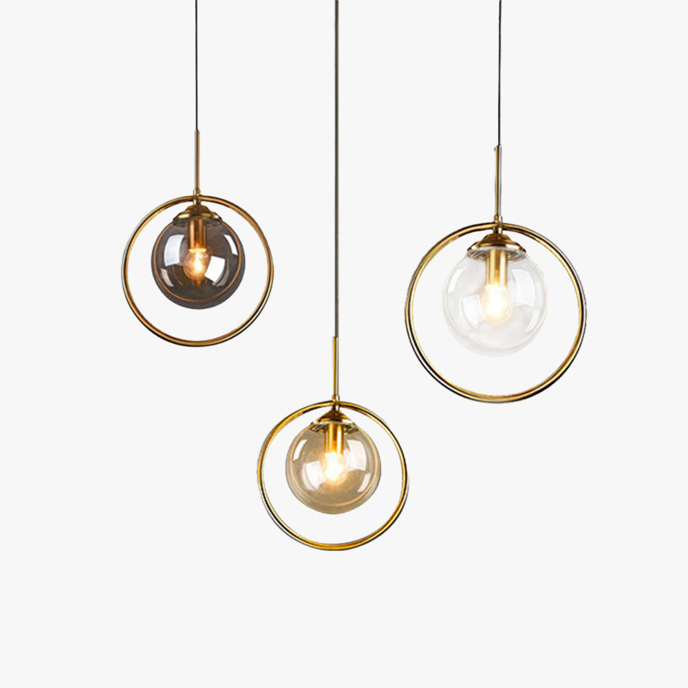 Glazen Hanglamp met Metalen Ring Dimbaar LED Verlichting voor Eetkamer Woonkamer Slaapkamer 10-15m² Modern | Sulvida