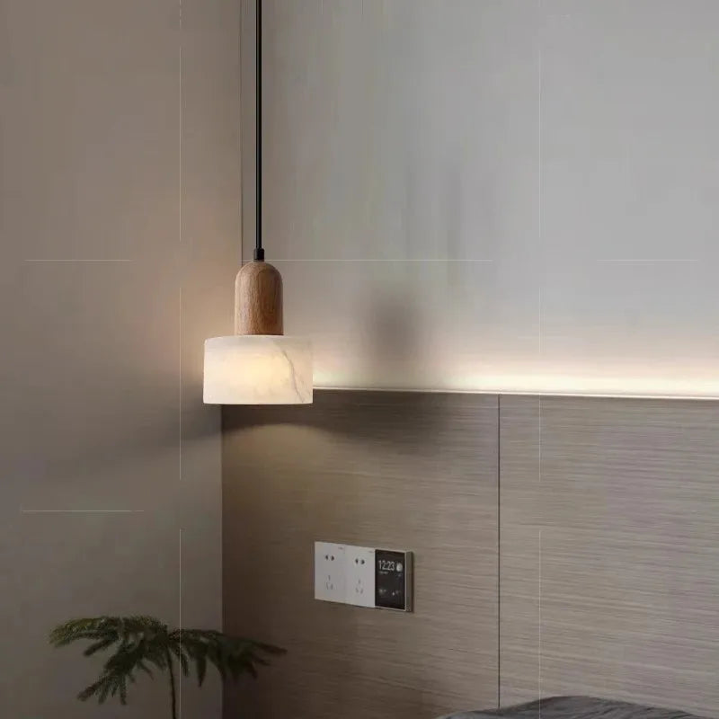 Hanglamp natuursteen jadegreen marmer LED lichtbron minimalistische design verlichting moderne eettafel | Sulvida