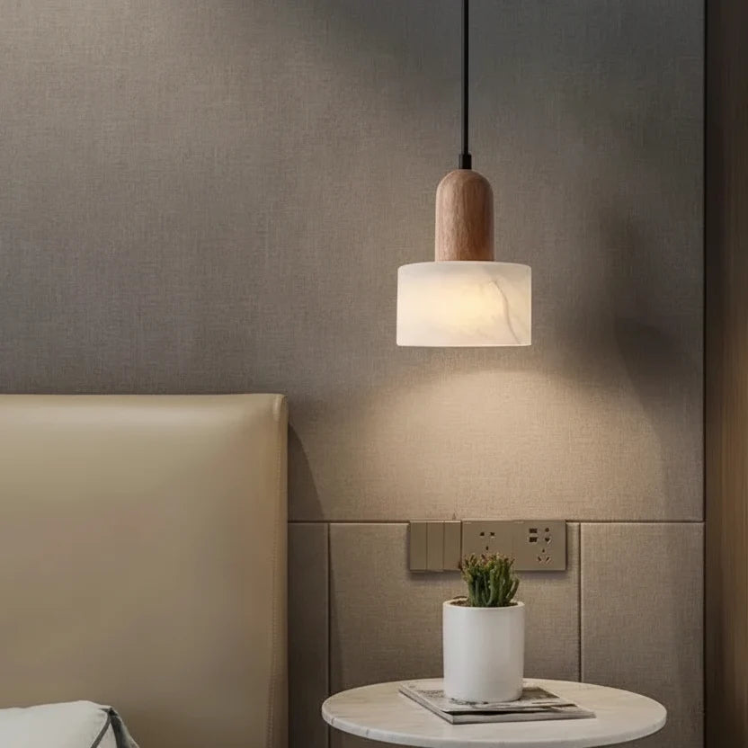 Hanglamp natuursteen jadegreen marmer LED lichtbron minimalistische design verlichting moderne eettafel | Sulvida