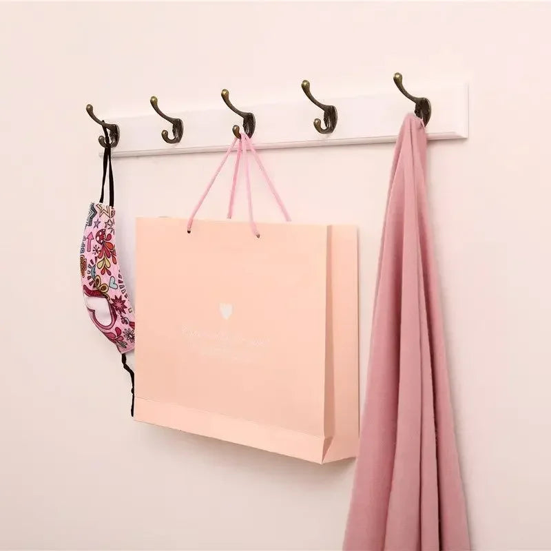 Wandkapstok Massief Hout met 3 tot 5 Haken Keuze Wit Beige Bruin Garderobe Hal Entree Hangers Wandmontage | Sulvida