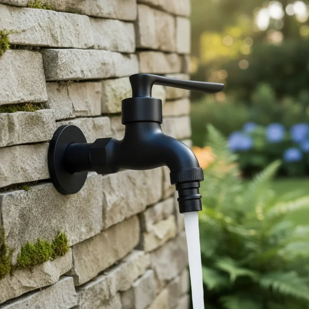 Wandmengkraan Messing Mat Zwart Koudwater Wandkraan Keuken Badkamer Tuin Buitenkraan G1/2 Aansluiting | Sulvida