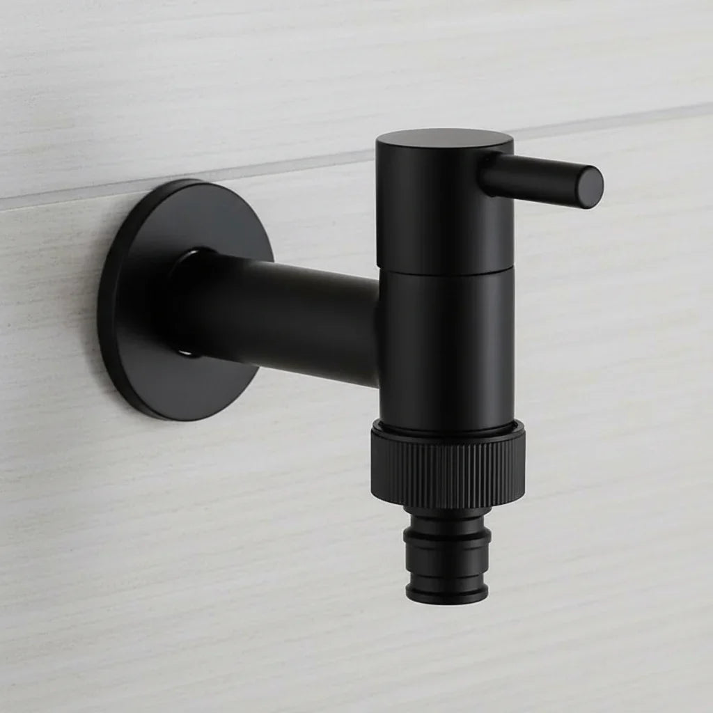 Wandmengkraan Messing Mat Zwart Koudwater Wandkraan Keuken Badkamer Tuin Buitenkraan G1/2 Aansluiting | Sulvida