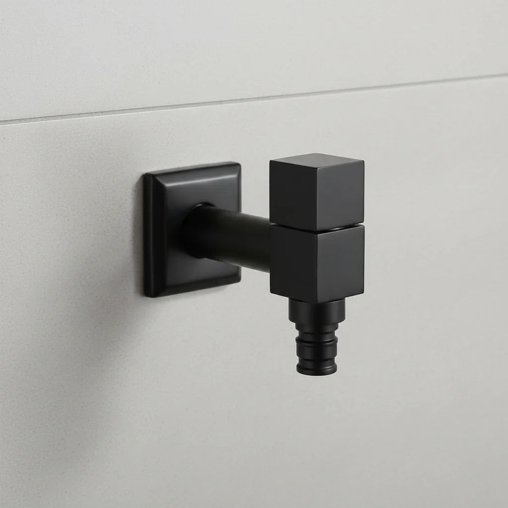 Wandmengkraan Messing Mat Zwart Koudwater Wandkraan Keuken Badkamer Tuin Buitenkraan G1/2 Aansluiting | Sulvida