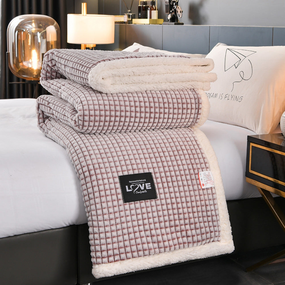 Dubbelzijdige Wafelplaid met Sherpa Teddy – Warme Deken Vlechtpatroon Flanel voor Bank Bed Sofa Winter | Sulvida