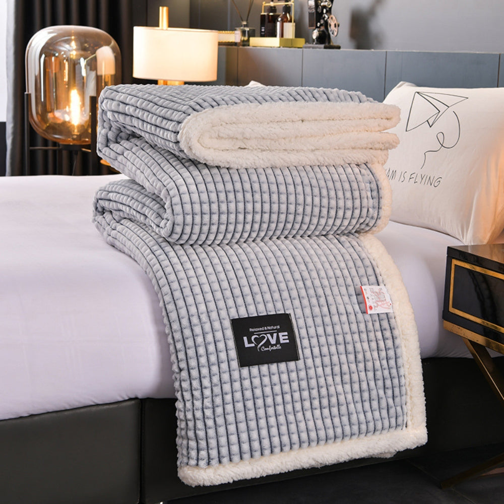 Dubbelzijdige Wafelplaid met Sherpa Teddy – Warme Deken Vlechtpatroon Flanel voor Bank Bed Sofa Winter | Sulvida