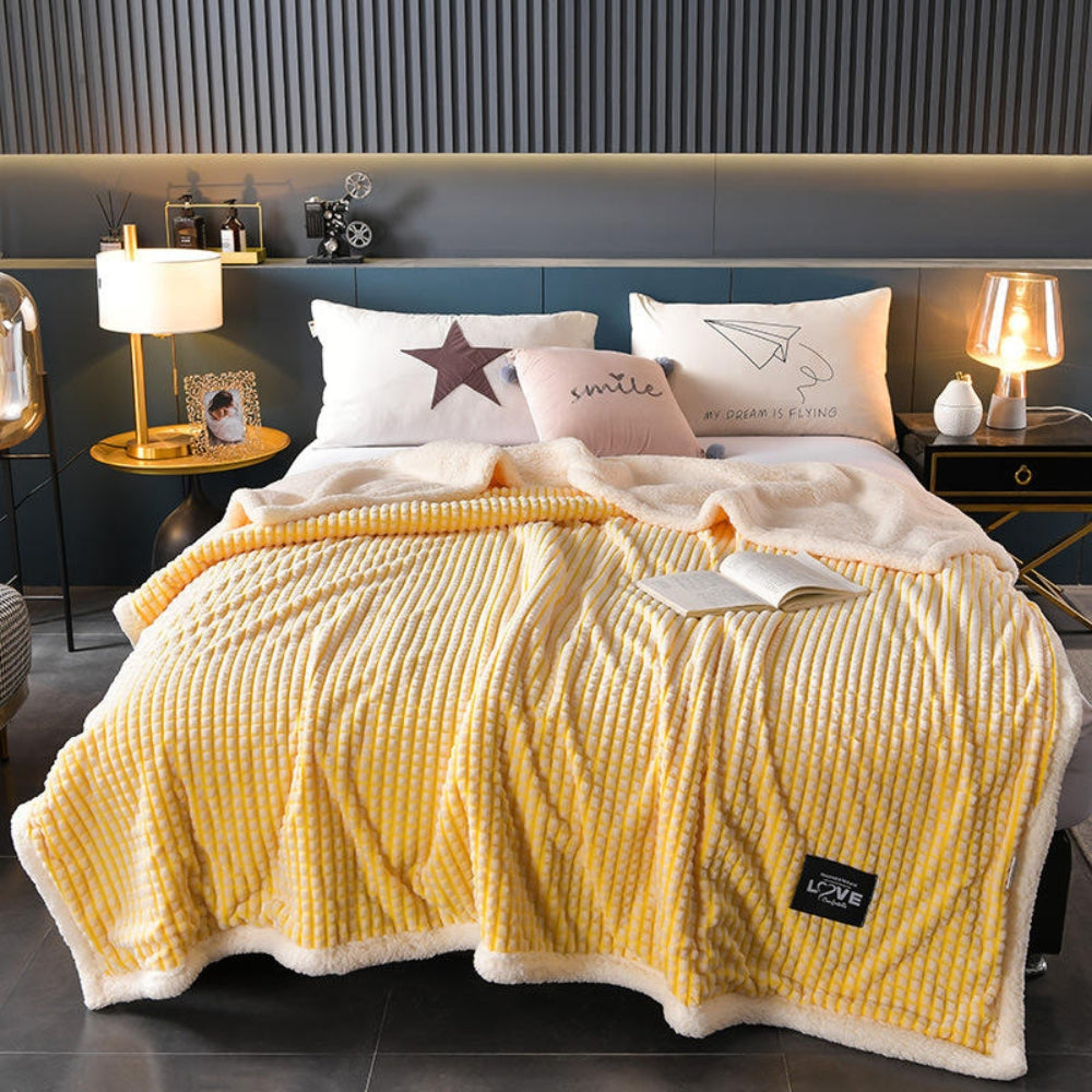 Dubbelzijdige Wafelplaid met Sherpa Teddy – Warme Deken Vlechtpatroon Flanel voor Bank Bed Sofa Winter | Sulvida